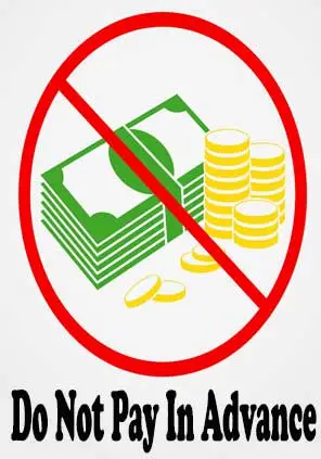 Do not pay in advance